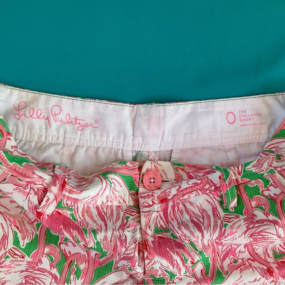 Lilly Pulitzer Callahan Pink Flamingo 🦩 Shorts Whimsical Fun 🤩 Size 0. - Picture 6 of 6